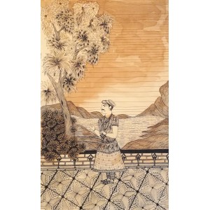 Rohail Ghouri, 13 X 20 Inch, Tea Wash & Pointer on Wasli, Miniature Painting, AC-RG-032